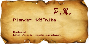 Plander Mónika névjegykártya